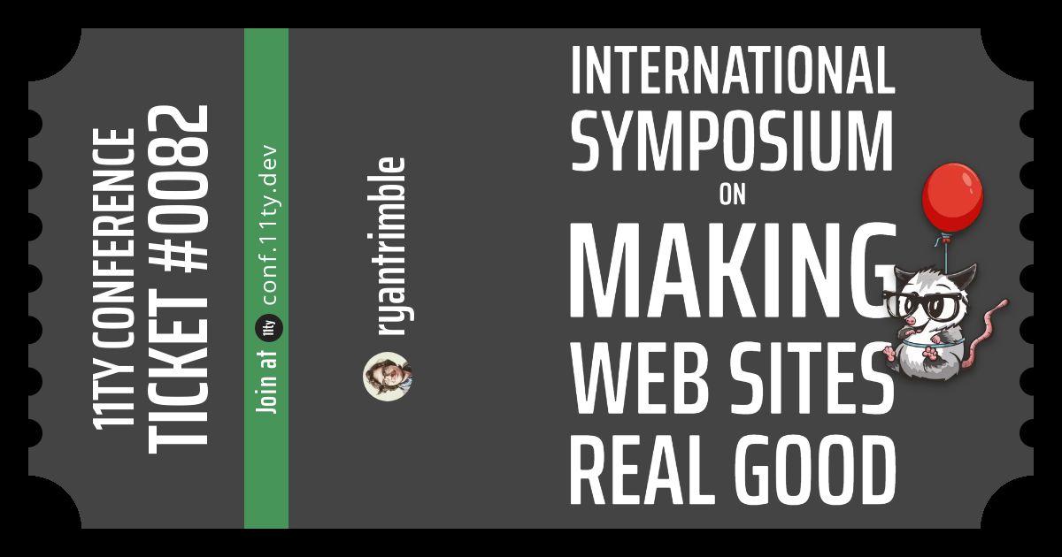 Ryan Trimble's ticket, numbered 0082, to the International Symposium on Making Web Sites Real Good conference
